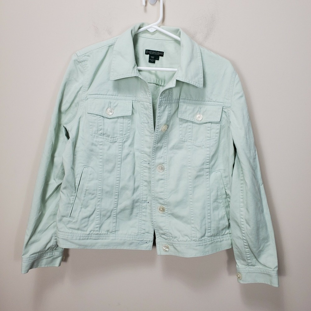 Ralph Lauren Jeans Co light Green Denim Jean Jacket Pockets Size Large Button Up